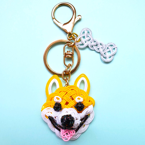 柴犬さんワイヤーキーホルダー 水引のキーホルダー柴犬「柴スマイル」（骨つき♪） その他