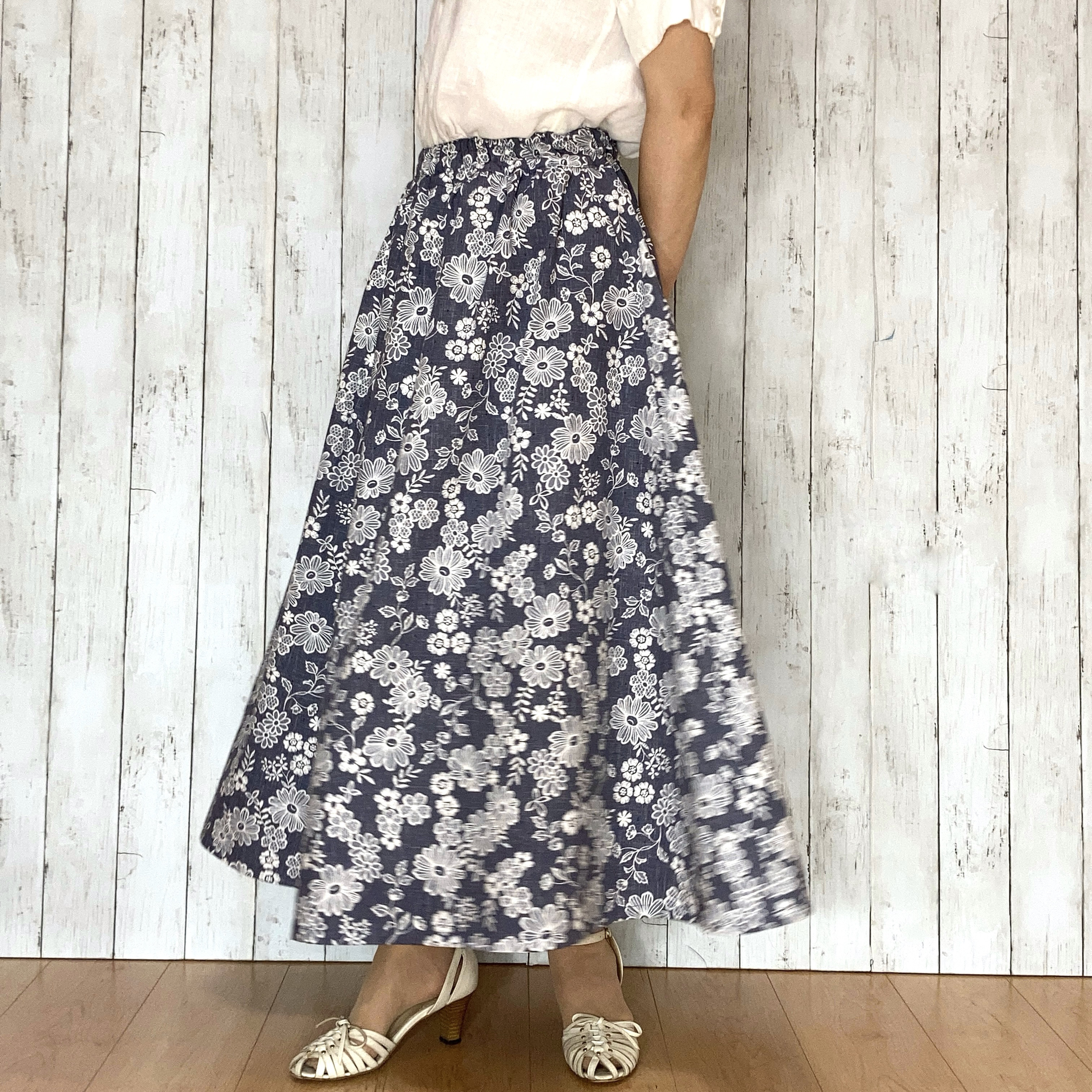 受注作品＊花柄のフレアスカートby花織［Y2533］