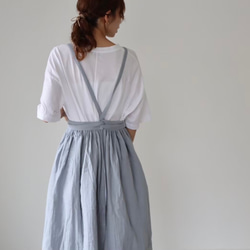 【全２２色から】ふっくら厚さ2倍のとろみダブルガーゼのギャザーたっぷりエプロン／お出かけダブルガーゼエプロンワンピース 11枚目の画像
