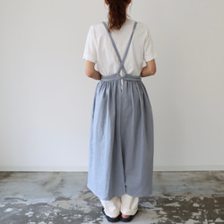 【全２２色から】ふっくら厚さ2倍のとろみダブルガーゼのギャザーたっぷりエプロン／お出かけダブルガーゼエプロンワンピース 10枚目の画像