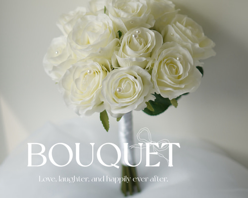 ●パールブーケ　ブラックリボン　ウェディングブーケ　アーティフィシャルフラワー パール アーティフィシャルフラワーブーケ ウェディングブーケ