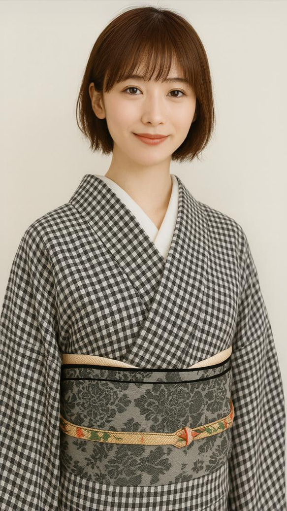 Heko 腰帶，成人 Heko 腰帶，錦緞，黑色，雙面，黑色，名古屋腰帶 第2張的照片