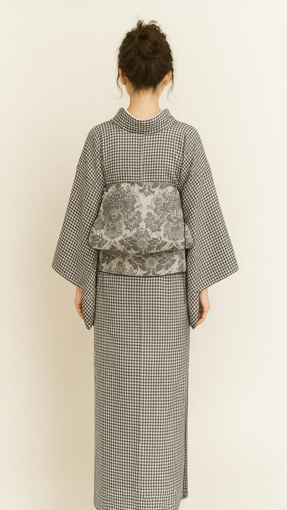 Heko 腰帶，成人 Heko 腰帶，錦緞，黑色，雙面，黑色，名古屋腰帶 第5張的照片
