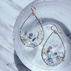 14kgf】天然石＊ラムネカラーフローライトのピアス(イヤリング)_a