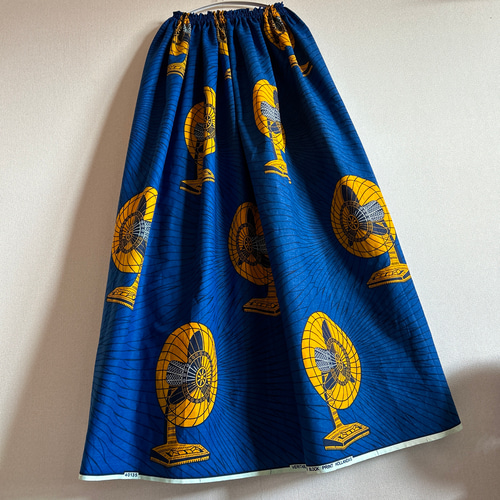 アフリカン 扇風機柄ギャザースカート♪ アフリカ生地 アフリカ布