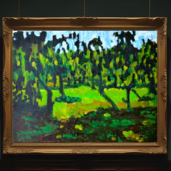 18㎝角「夏雲と田んぼ道 1」油彩・アートパネル・S0・原画