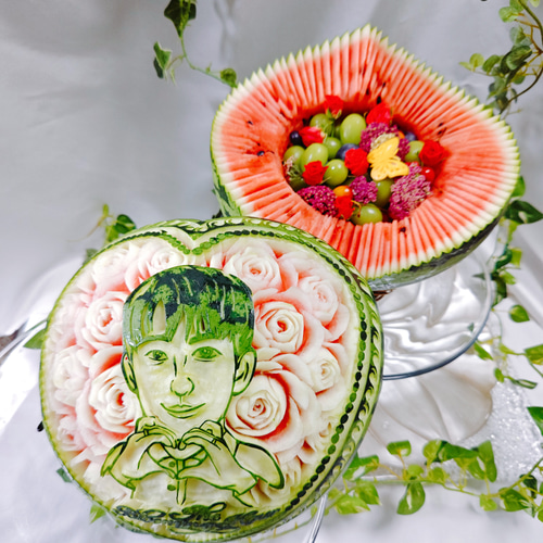 スイカ フルーツカービング 彫刻 フルーツカッティング ギフト 誕生日
