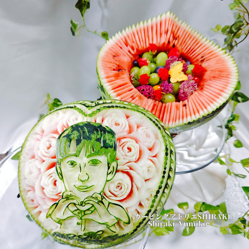 スイカ フルーツカービング 彫刻 フルーツカッティング ギフト 誕生日