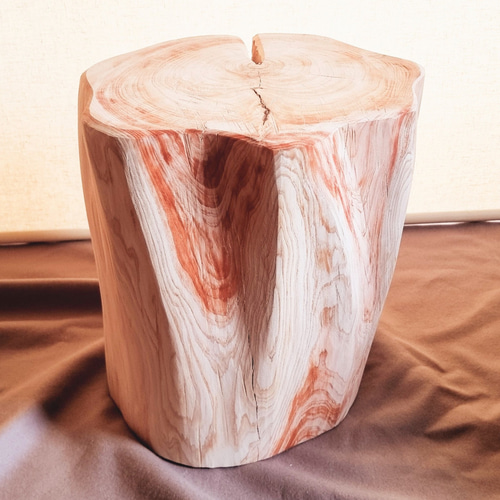 天然アロマ 東濃ひのきフリル 切株スツール・テーブル・特大・炙り