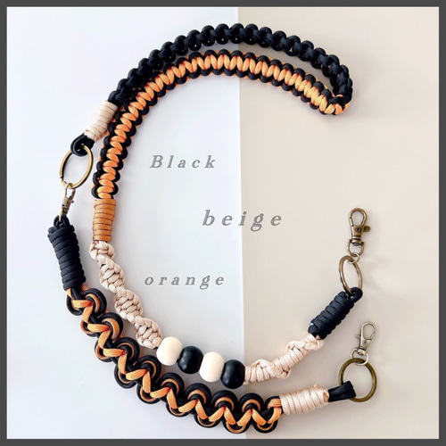 スマホショルダーストラップ パラコード 【ブラック×オレンジ