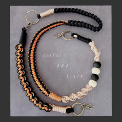 スマホショルダーストラップ パラコード 【ブラック×オレンジ】 ハンド