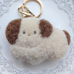 犬のぬいぐるみキーホルダー(ミルクココア)】マスコットキーホルダー