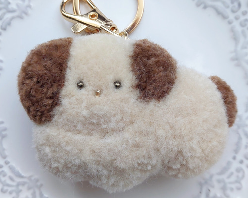 犬のぬいぐるみキーホルダー(ミルクココア)】マスコットキーホルダー