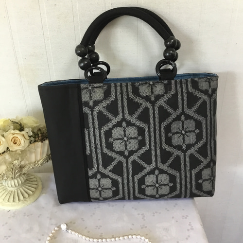 シンプルで使いやすい・ハンドメイド・リメイク・大島紬・トートバッグ