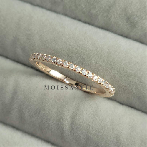 最高品質 モアサナイト 人工ダイヤ フルエタニティ リング ピンク