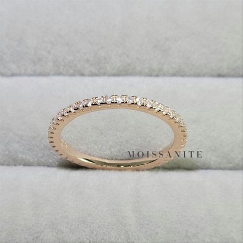 最高品質 モアサナイト 人工ダイヤ フルエタニティ リング ピンク