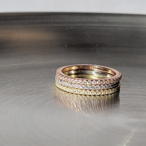 最高品質 モアサナイト 人工ダイヤ フルエタニティ リング ピンク