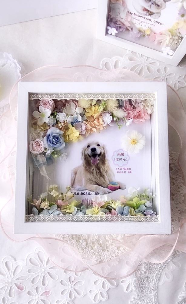 【HGF-001】うちの子のことばの花束フレーム｜名入れ・写真入りオーダー｜記念日やお祝いに贈る特別な花ギフト
