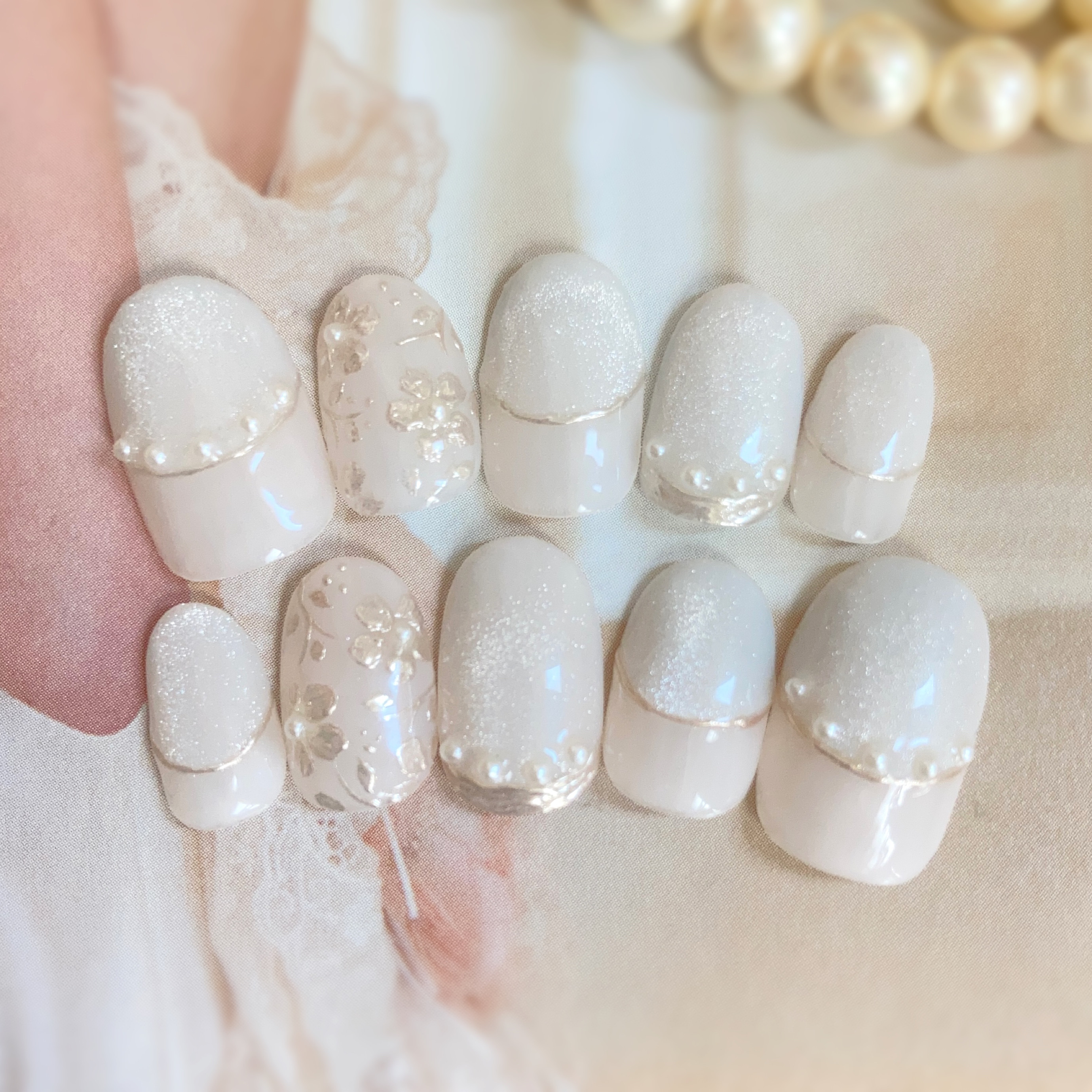 ブライダルネイルチップ 和装ネイルチップ 白無垢ネイルチップ ウエディングネイルチップ  お正月ネイルチップ