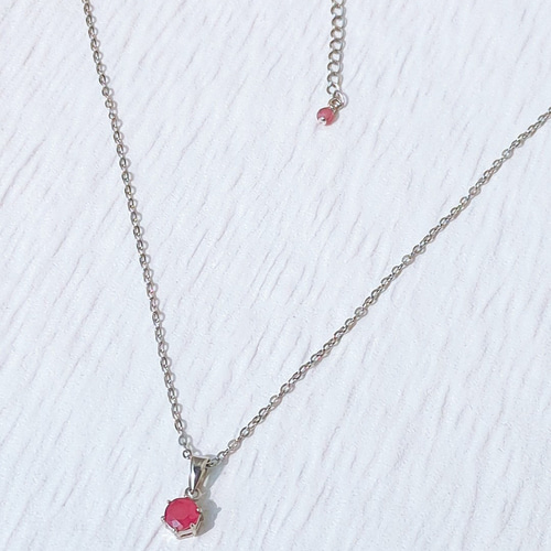ネックレス 2本セット】ルビー 小粒天然石の一連ネックレス