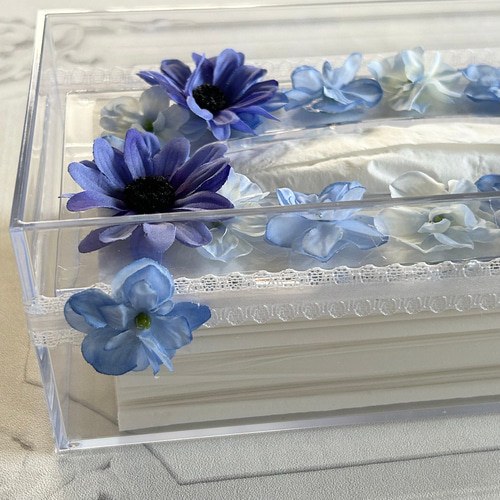 フラワーデコ ティッシュケース”アーティフィシャルフラワー(造花)を