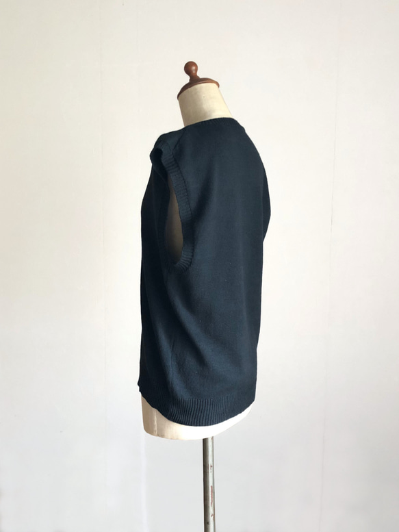 黒のコットンプル/ベスト　春夏用　綿100％ 5枚目の画像