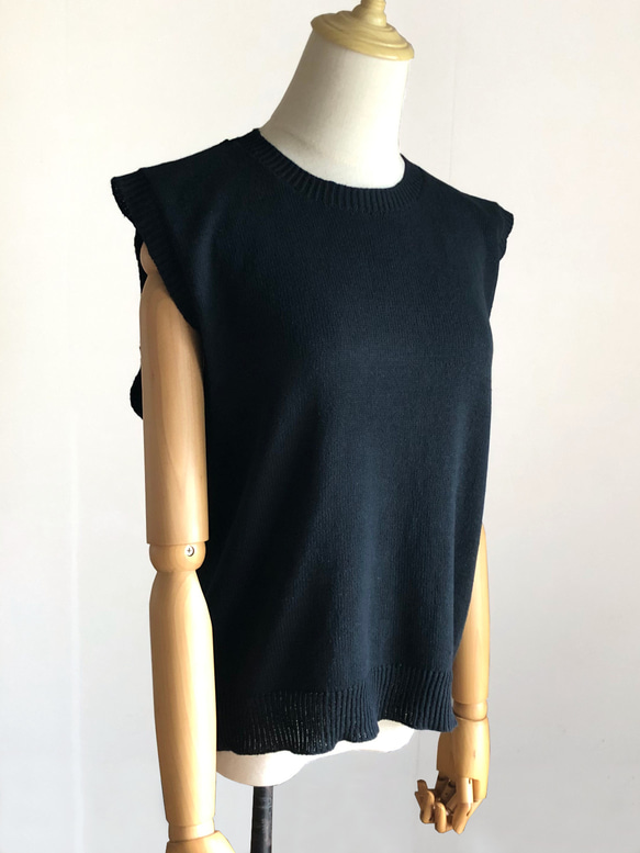 黒のコットンプル/ベスト　春夏用　綿100％ 2枚目の画像