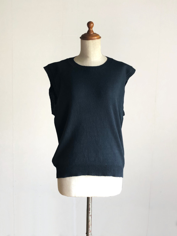 黒のコットンプル/ベスト　春夏用　綿100％ 1枚目の画像