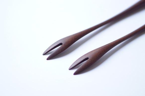 日式木製甜點叉（胡桃木）A018-1 第6張的照片