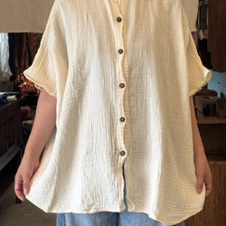 シャツ ドルマン 　半袖　ダブルガーゼ コットン 綿 無地 カラー 男女兼用 ユニセックス レディース　メンズ　柔らかい 1枚目の画像