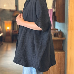 シャツ ドルマン 　半袖　ダブルガーゼ コットン 綿 無地 カラー 男女兼用 ユニセックス レディース　メンズ　柔らかい 8枚目の画像