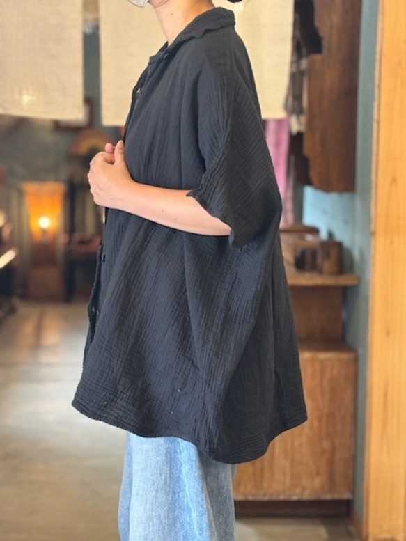 シャツ ドルマン 　半袖　ダブルガーゼ コットン 綿 無地 カラー 男女兼用 ユニセックス レディース　メンズ　柔らかい 8枚目の画像