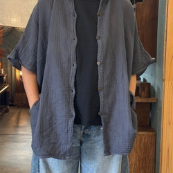 シャツ ドルマン 　半袖　ダブルガーゼ コットン 綿 無地 カラー 男女兼用 ユニセックス レディース　メンズ　柔らかい 4枚目の画像