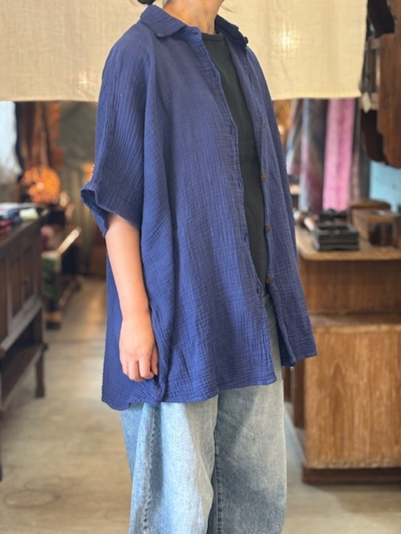 シャツ ドルマン 　半袖　ダブルガーゼ コットン 綿 無地 カラー 男女兼用 ユニセックス レディース　メンズ　柔らかい 11枚目の画像