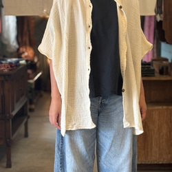 シャツ ドルマン 　半袖　ダブルガーゼ コットン 綿 無地 カラー 男女兼用 ユニセックス レディース　メンズ　柔らかい 7枚目の画像