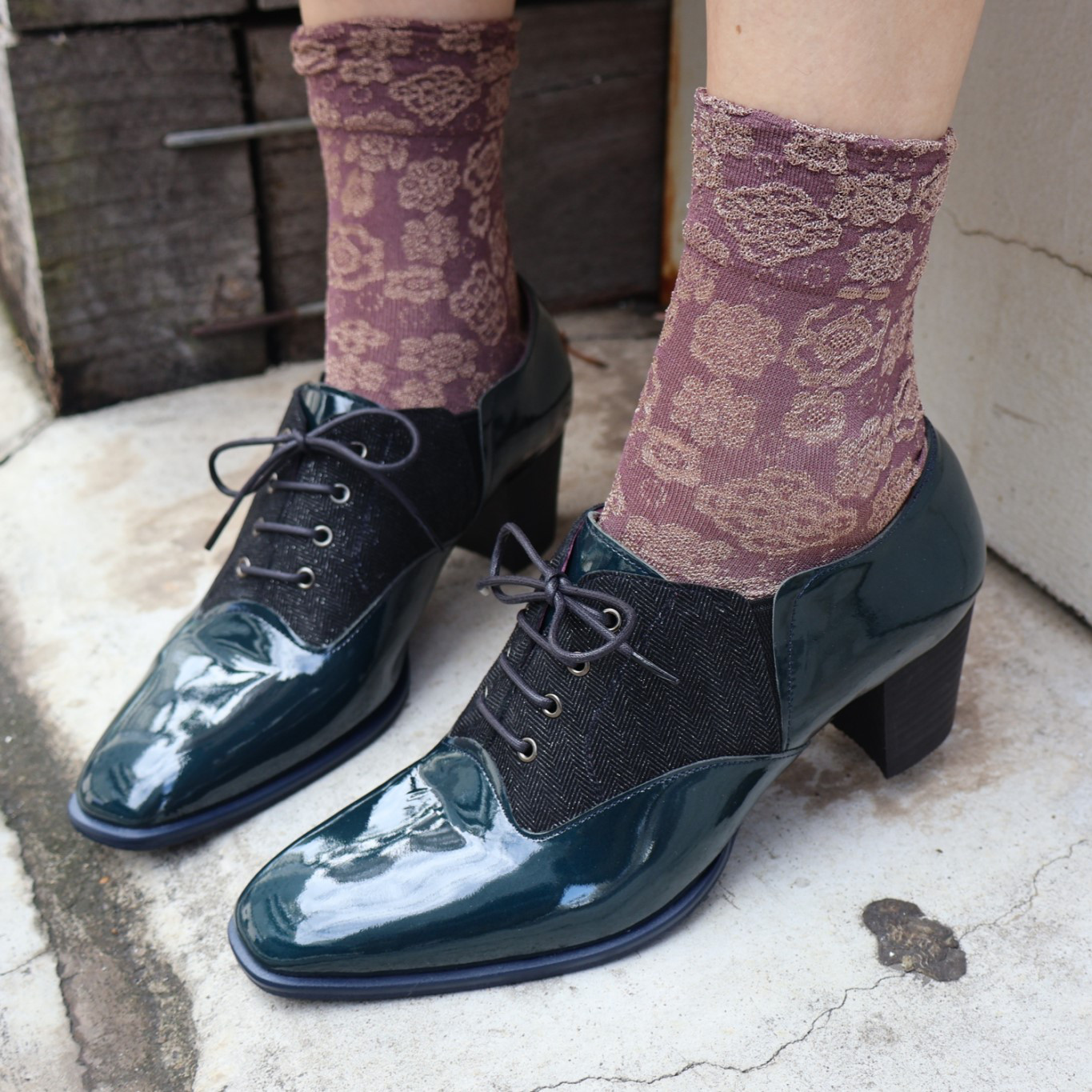 【1870 GRE】スリットゴム入りレースアップシューズ　＊made in Japan＊