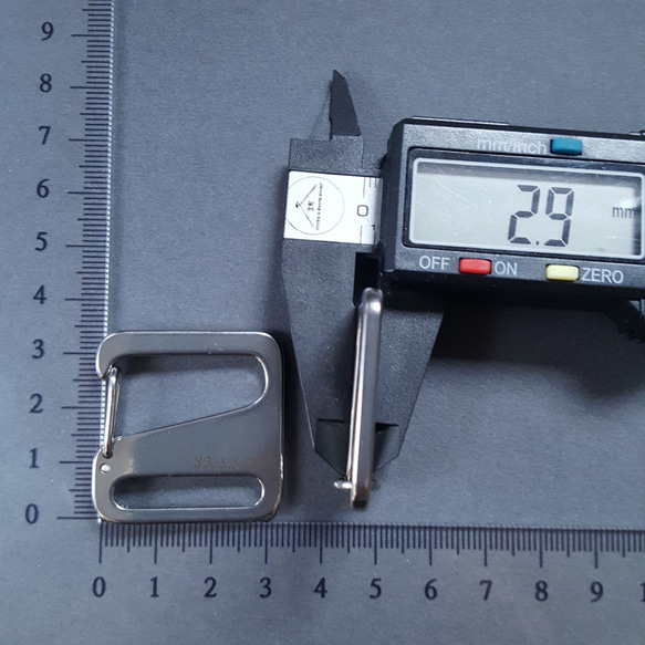 [1pcs] オール ステンレス スクエア カラビナ 3K オリジナル 刻印 シルバー サージカルステンレス 10枚目の画像