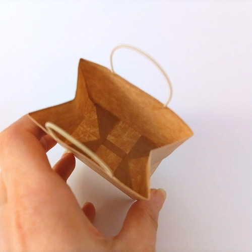 エンボス加工クラフト紙のミニ紙袋 5枚セット メッセージタグ付き