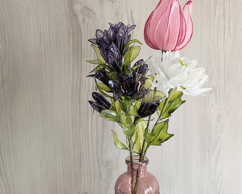 ◇大切な人へ心を結ぶ仏花◇アメリカンフラワー・ディップアート▷春の