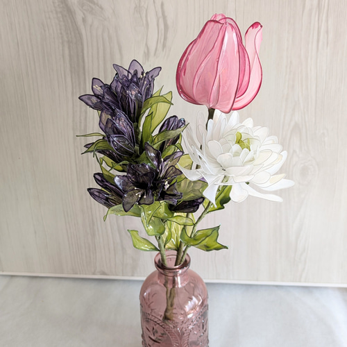 ◇大切な人へ心を結ぶ仏花◇アメリカンフラワー・ディップアート▷春の