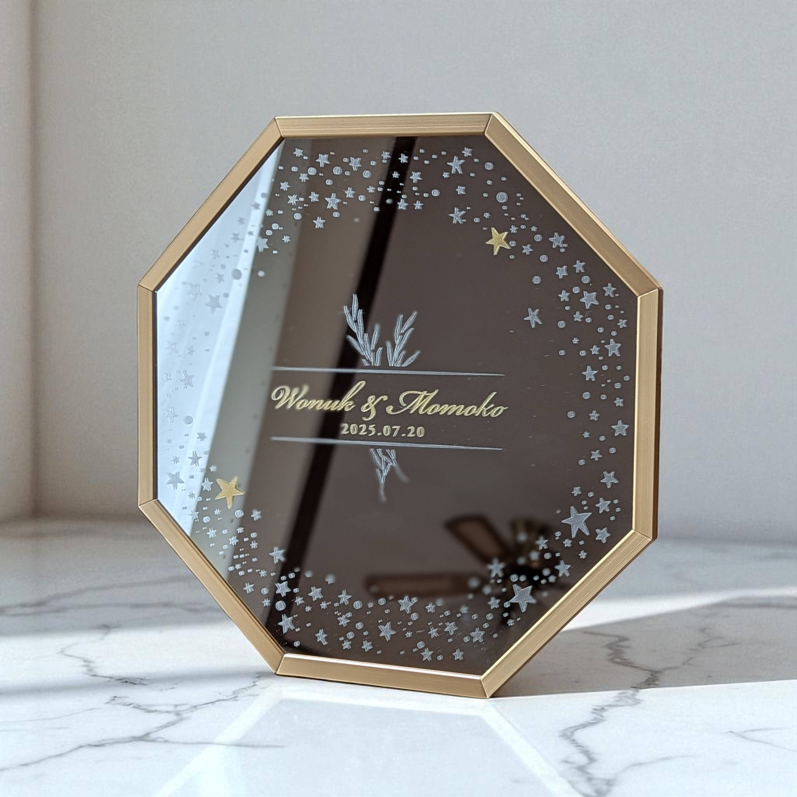 彫刻品【 星空ウェルカムミラー 】吉祥｜Fortune｜八角招福ミラー