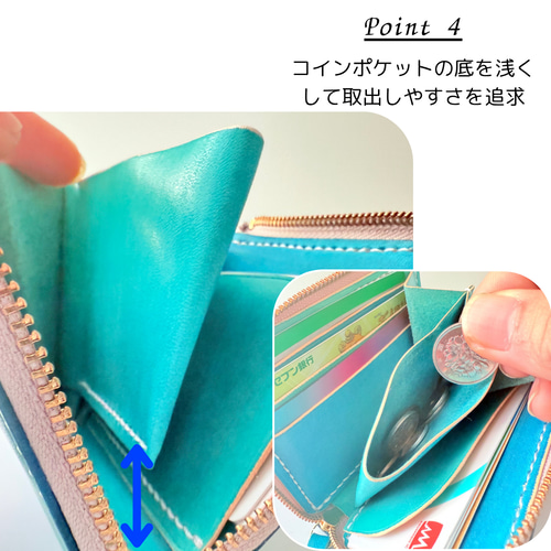本革](ターコイズ)コンパクト財布 ミニウォレット カードケース