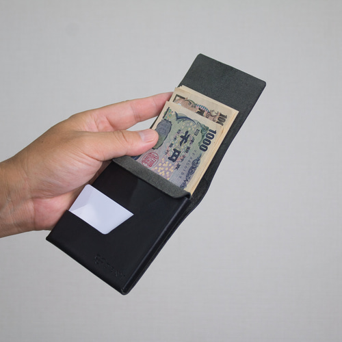 TEN'I 縫製、金具の無い、修理無縁の一枚革 極薄財布 二つ折り財布