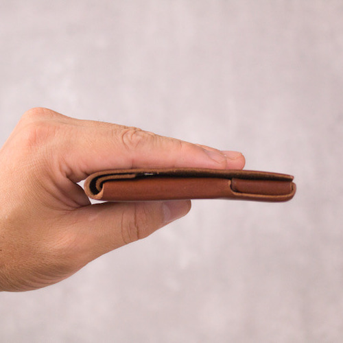 TEN'I 縫製、金具の無い、修理無縁の一枚革 極薄財布 二つ折り財布