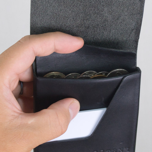 TEN'I 縫製、金具の無い、修理無縁の一枚革 極薄財布 二つ折り財布