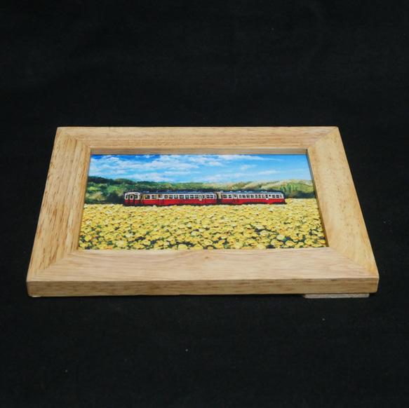 ポストカードLサイズ額縁付き【菜の花畑を走る小湊鉄道】 4枚目の画像
