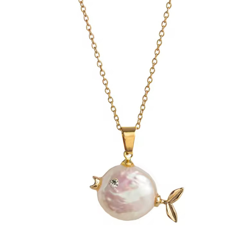 7デザイン天然淡水パール×海の仲間 ネックレス＆ピアス｜魚・カニ