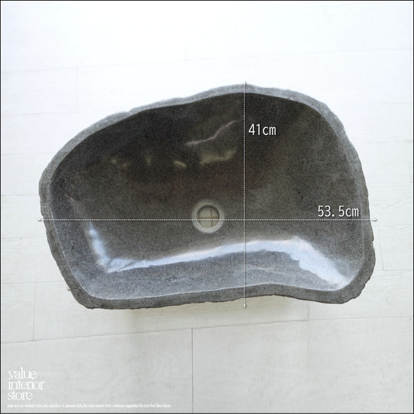 手洗鉢 自然石 洗面ボウルL-A25 洗面器 手洗いボウル 手洗い器 ウォッシュボウル 洗面資材 洗面材料  W53cm 7枚目の画像