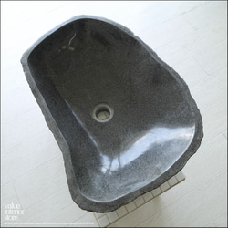手洗鉢 自然石 洗面ボウルL-A25 洗面器 手洗いボウル 手洗い器 ウォッシュボウル 洗面資材 洗面材料  W53cm 4枚目の画像