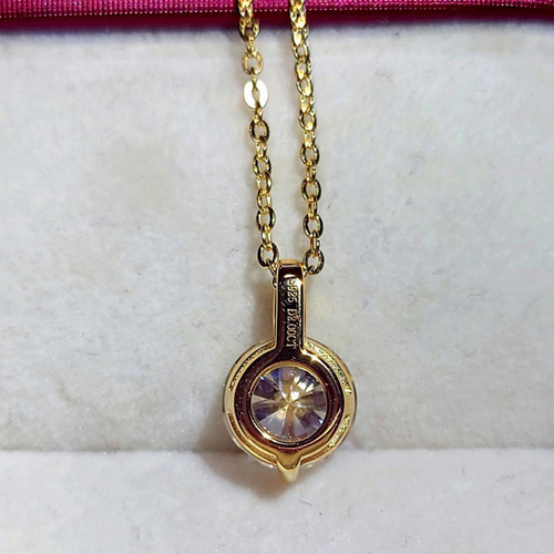 最高品質 GOLD【1ct】 モアサナイト 人工ダイヤ 一粒ダイヤ ネックレス